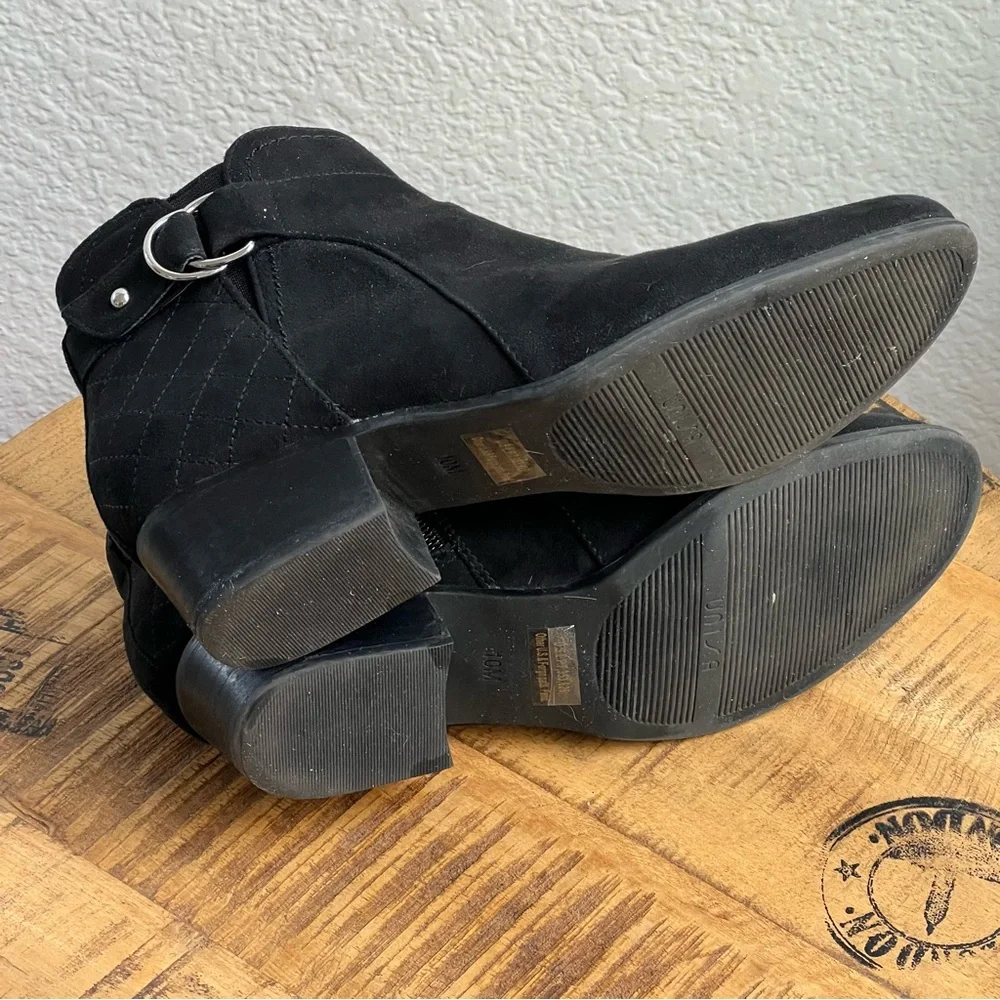 Unisa Suede Ankle Boots Black Booties with Buckle Detail Size 10 M